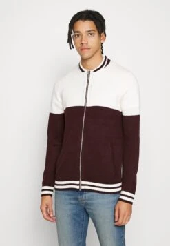 BRAVE SOUL Everson - Cardigan - Oxblood/Vintage White