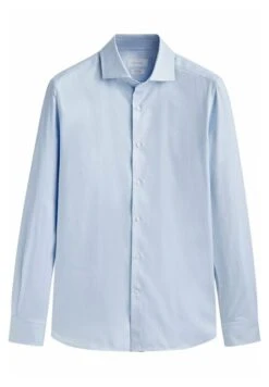 Massimo Dutti Easy Iron Micro Check Slim Fit - Formal Shirt - Light Blue