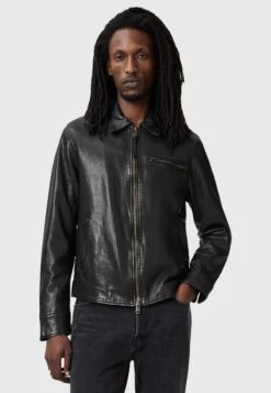 AllSaints MILLER JACKET - Leather Jacket - Black