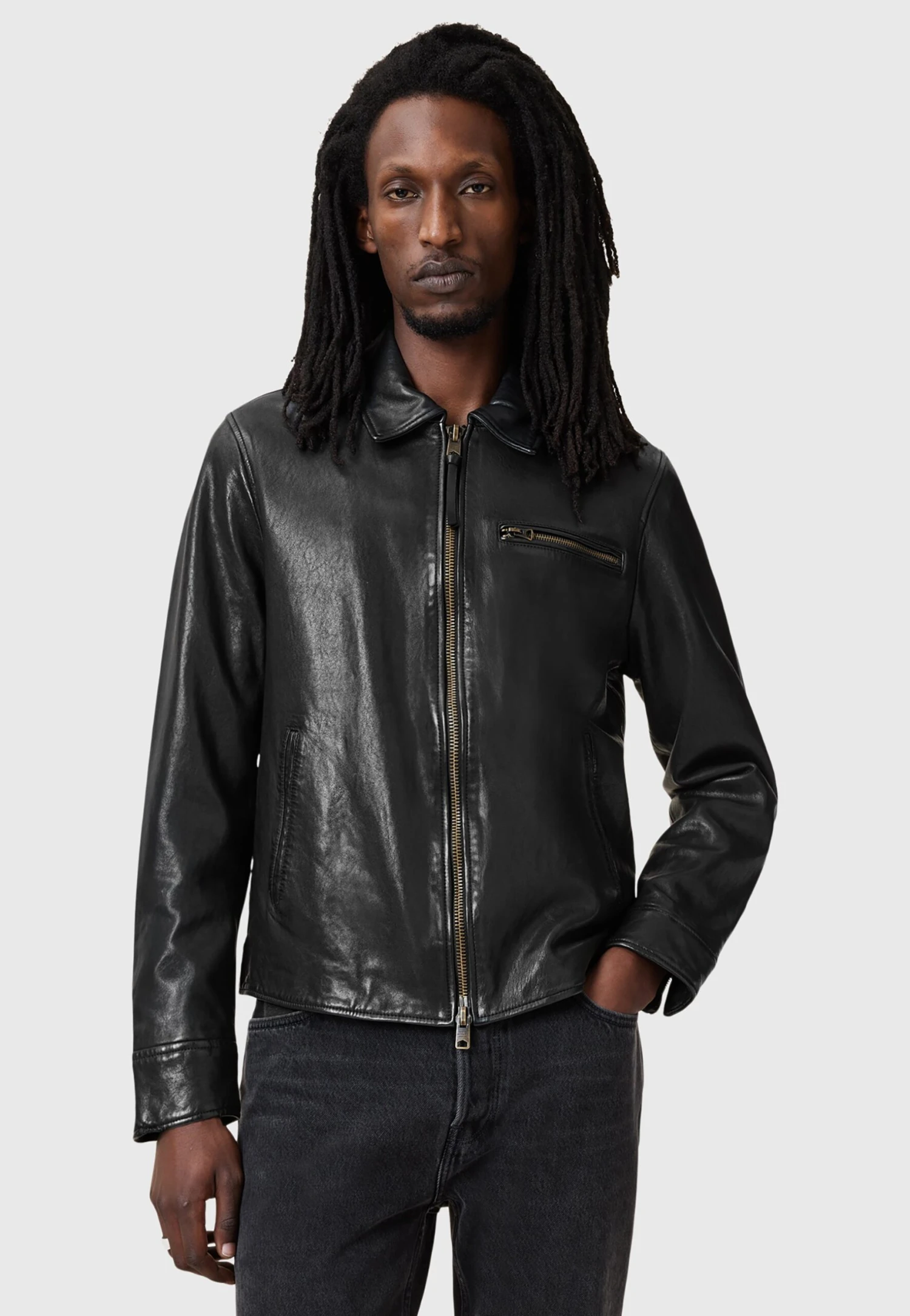AllSaints MILLER JACKET - Leather Jacket - Black 1 AllSaints MILLER JACKET - Leather Jacket - Black