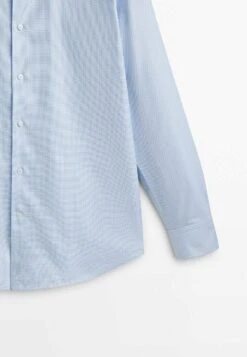 Massimo Dutti Easy Iron Micro Check Slim Fit - Formal Shirt - Light Blue -Indicode Men Wear Shop e19b2c2386d448129eeb4f5895aea902