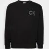 Calvin Klein Striped Chest Logo - Sweatshirt - Black