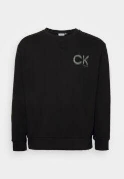 Calvin Klein Striped Chest Logo - Sweatshirt - Black