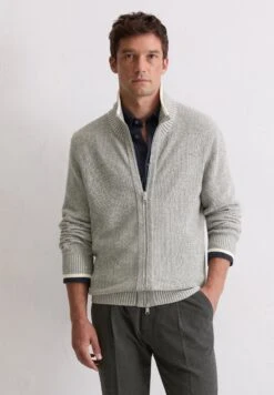 Marc O'Polo STRUCTURED WITH TIPPING - Cardigan - Trainer Jacket Structured Bi Color With Tipping