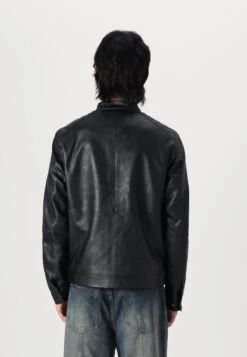 Jack & Jones JJEDYLAN BIKER JACKET - Faux Leather Jacket - Schwarz -Indicode Men Wear Shop f778a4f893c648fc9ba1ed4176a5ab08