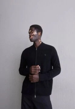 J.Lindeberg Yousin Logo Zip - Cardigan - Black