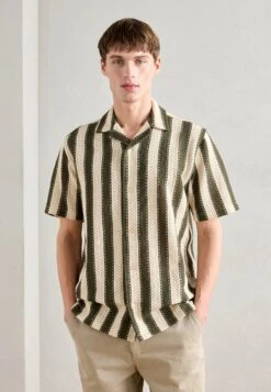 Lindbergh BOLD STRIPED RESORT SHIRT - Shirt - Dark Khaki