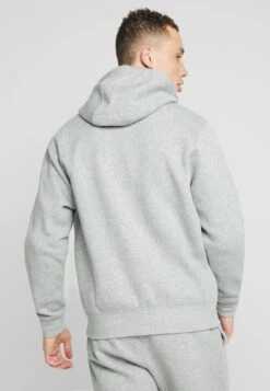 Nike Sportswear Club Hoodie - Zip-Up Sweatshirt - Dark Grey Heather/Matte Silver/White -Indicode Men Wear Shop fdd40871172c4780abacc913718b6b6d